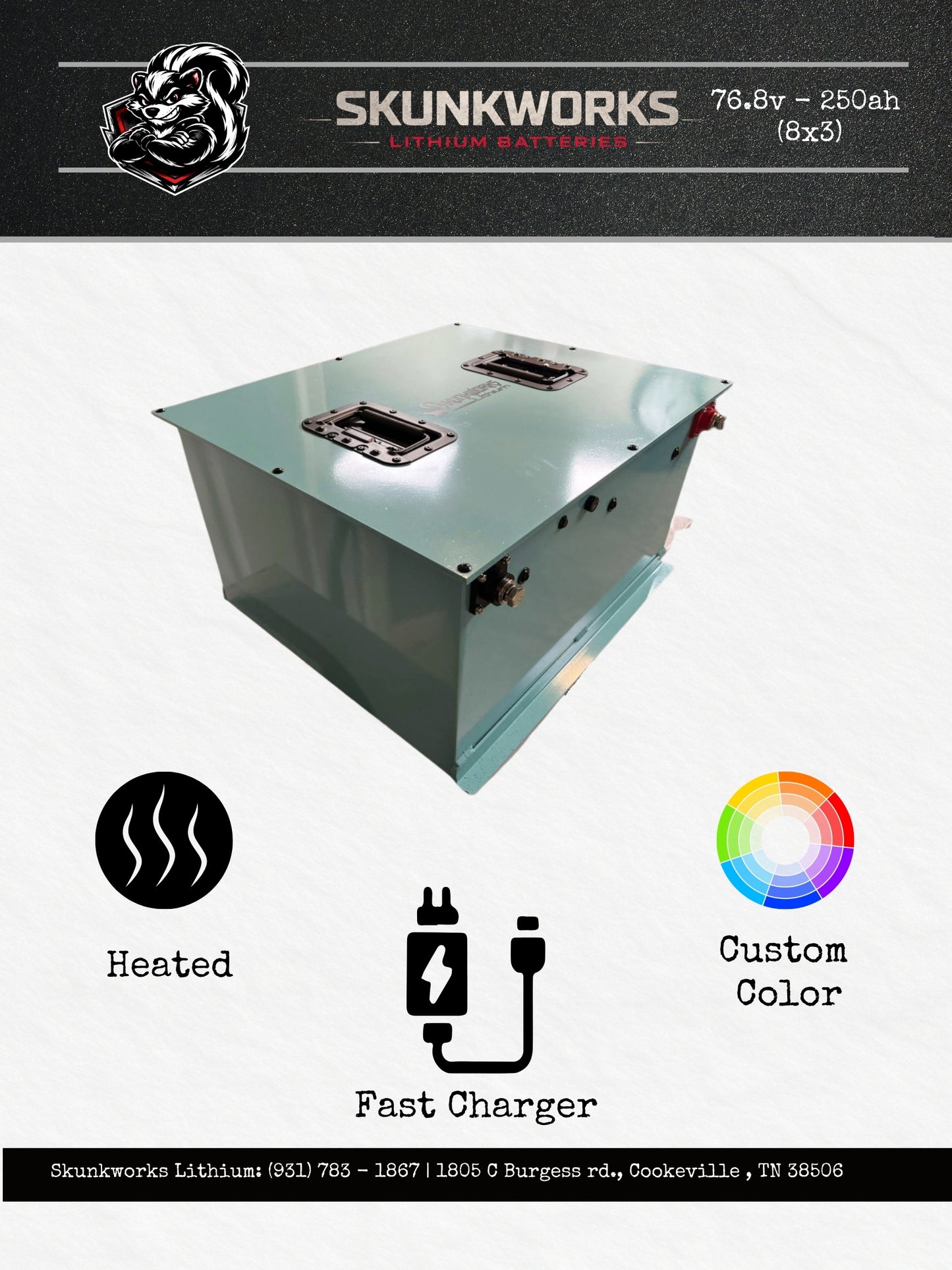 Skunkworks Lithium 76V 250Ah Golf Cart Battery & Installation Kit