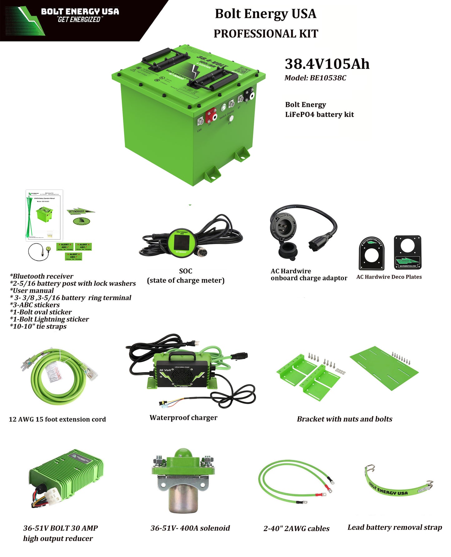 Bolt Energy USA 38.4v - 105ah Battery + Professional Installation Bundle