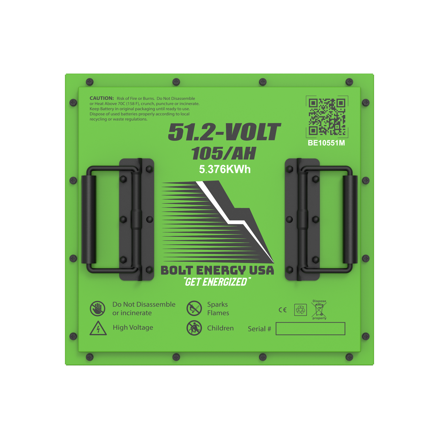 Bolt Energy USA 51.2v – 105Ah MINI Lithium Golf Cart Battery + Standard Installation Kit
