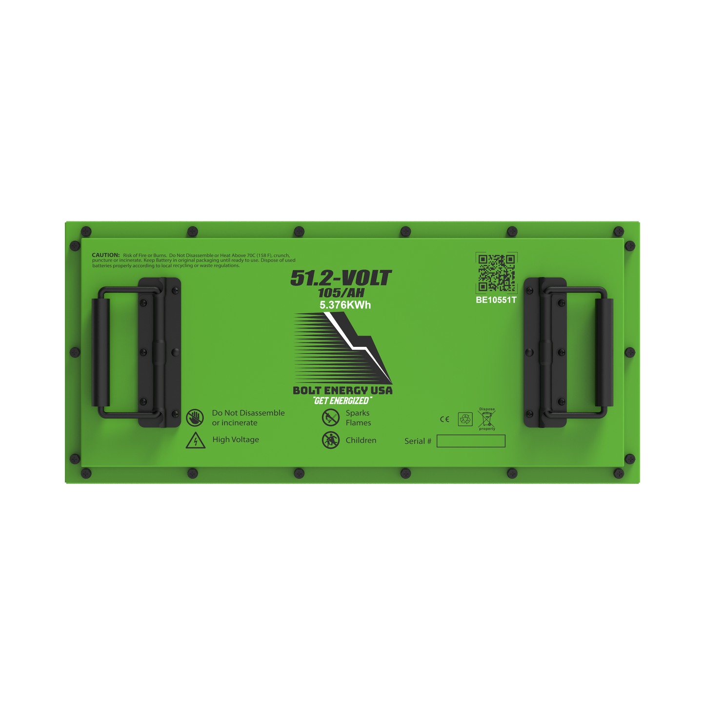 Bolt Energy USA 51.2v – 105Ah THIN Lithium Golf Cart Battery + Standard Installation Kit