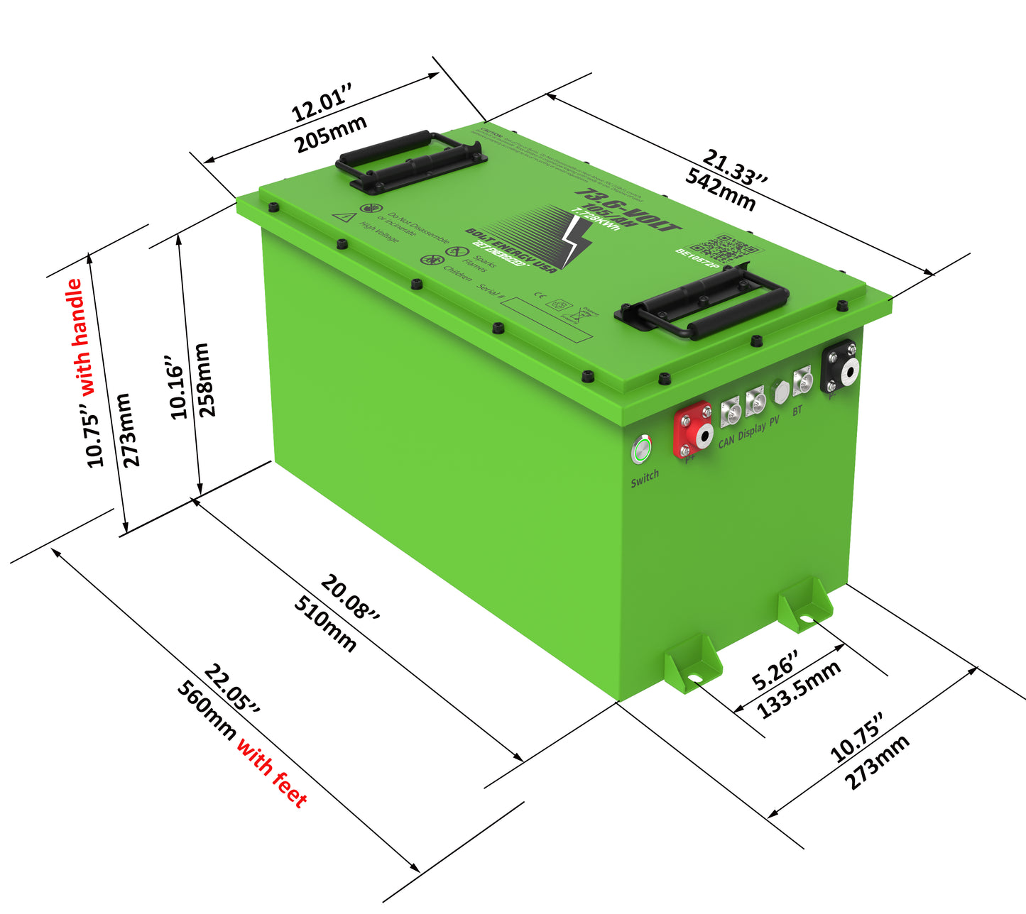 Bolt Energy USA 73.6v - 105ah POWER Battery + Standard Installation Kit