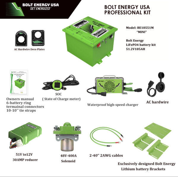 Bolt Energy USA 48v - 60ah FLEET Battery & Professional Installation Kit