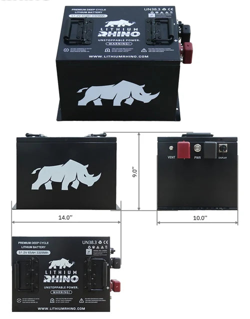 Lithium Rhino 48v - 65ah Golf Cart Battery & Installation Kit