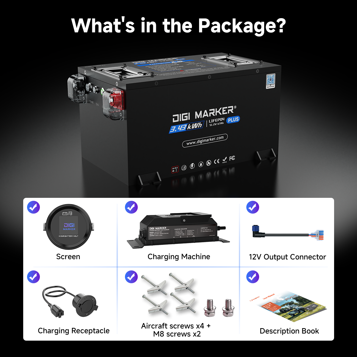 DIGI MARKER 51.2v - 67ah Lithium Battery & Installation Kit