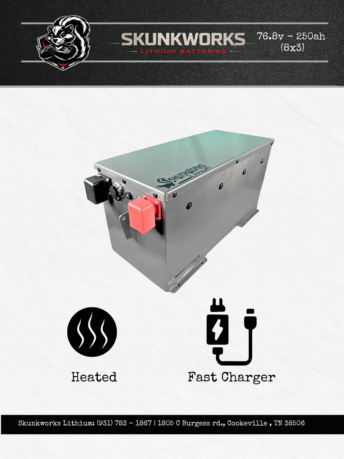 Skunkworks Lithium 76.8v - 105ah (6x4) Lithium Golf Cart Battery & Installation Kit