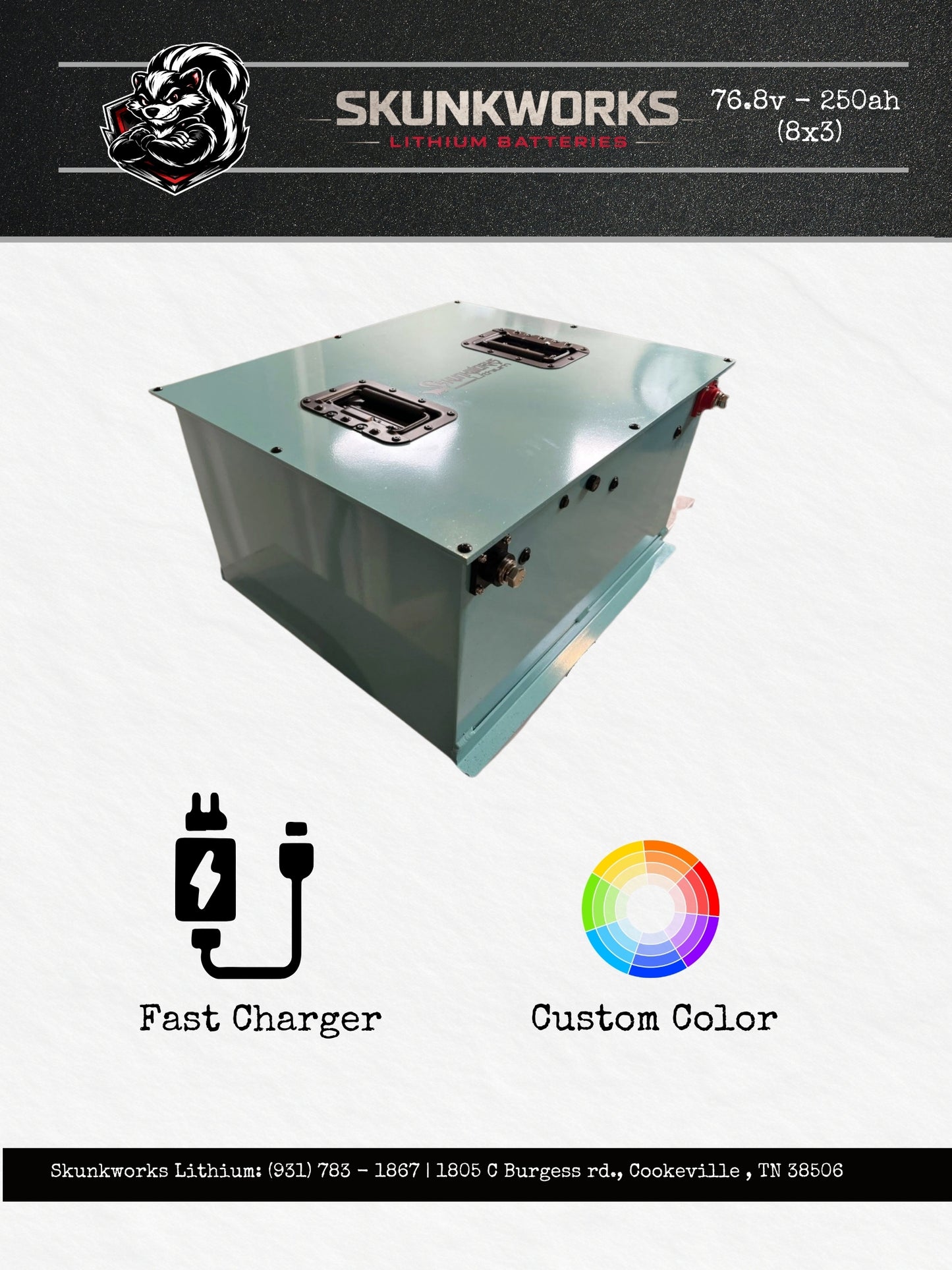 Skunkworks Lithium 76V 250Ah Golf Cart Battery & Installation Kit