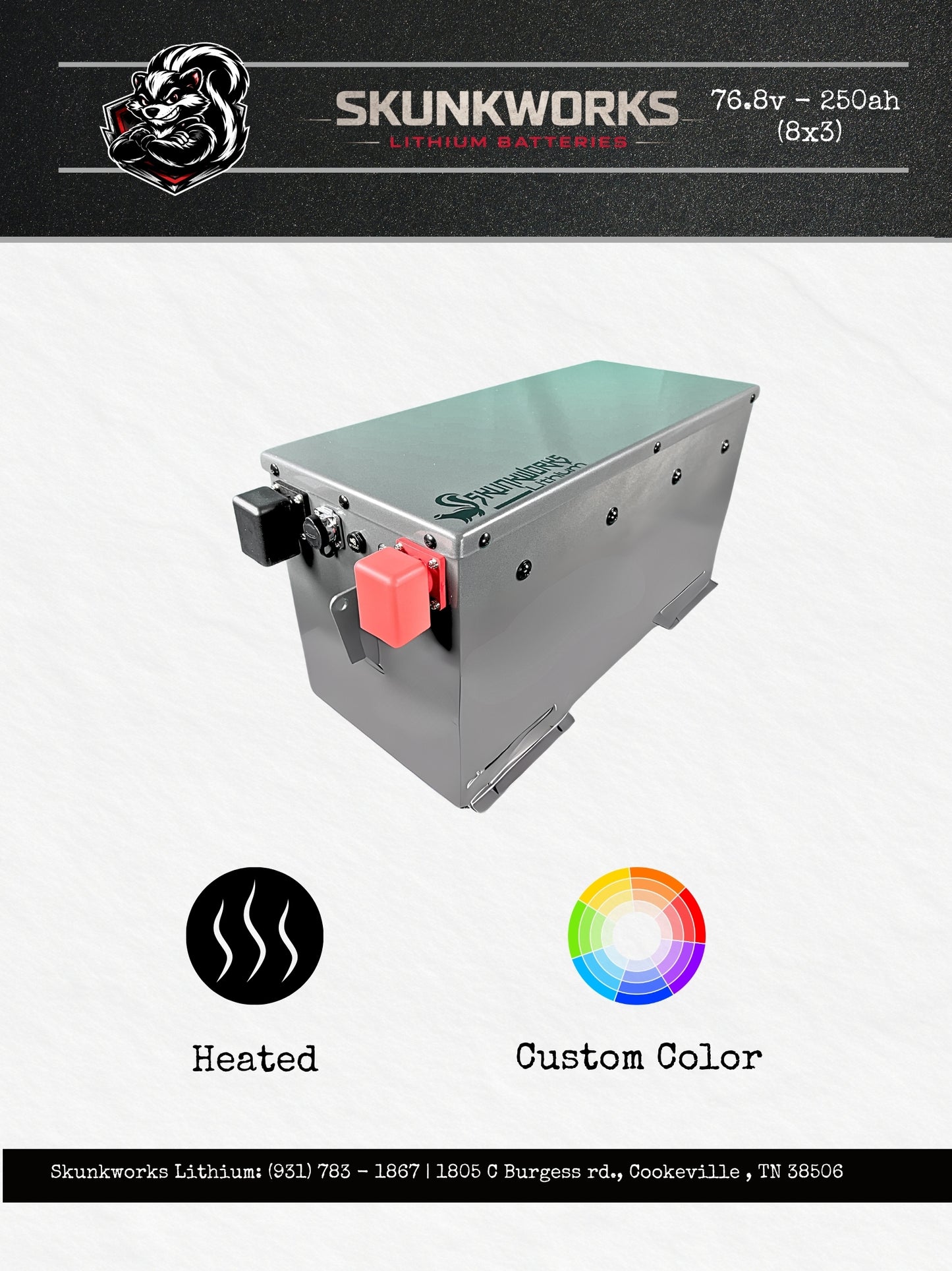 Skunkworks Lithium 76.8v - 105ah (6x4) Lithium Golf Cart Battery & Installation Kit