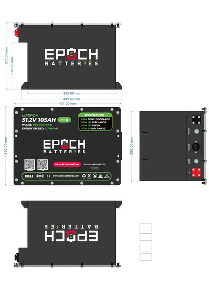 Epoch Batteries 48v - 105ah MINI Battery & Installation Kit