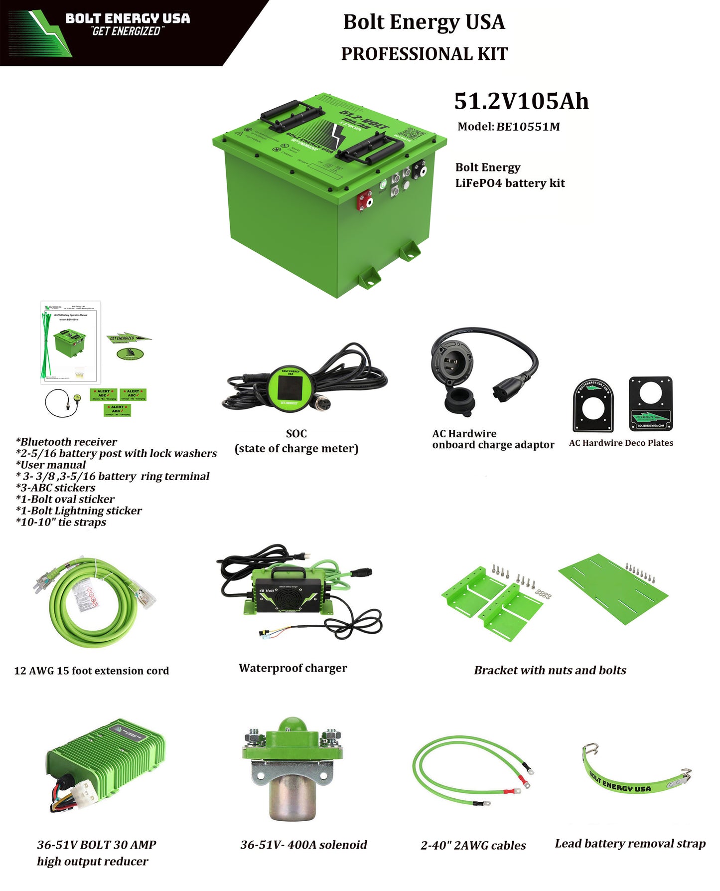 Bolt Energy USA 51.2v - 105ah MINI Battery + Installation Kit