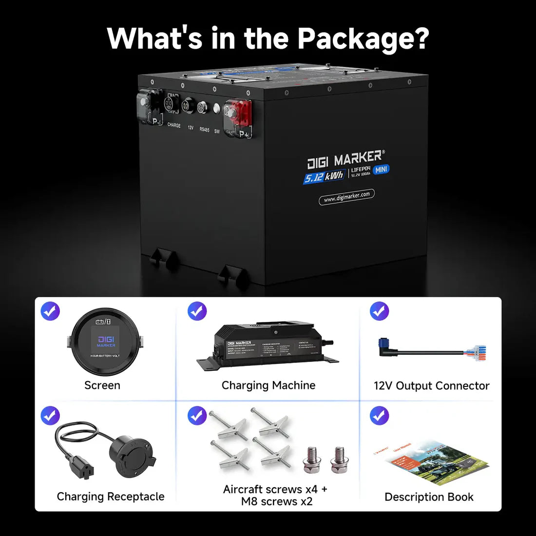 DIGI MARKER 51.2v - 100ah MINI Lithium Battery & Installation Kit