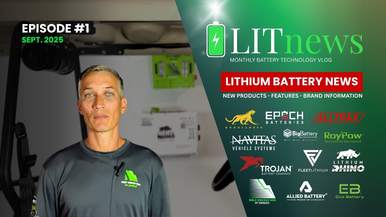 Load video: Welcome to LITnews Ep. 1, your monthly vlog about lithium battery technologies—brought to you by AwesomeBatteries.com. In this first episode, we cover the latest trends in lithium golf cart batteries, EV battery technology, and industry updates. Whether you’re upgrading from lead-acid, looking at Bolt Energy USA, Eco Battery, Lithium Rhino, Epoch, or just exploring the future of energy storage—you’ll find insights here you won’t hear anywhere else.