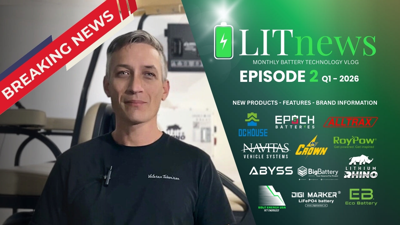 Load video: Welcome to LITnews Ep. 1, your monthly vlog about lithium battery technologies—brought to you by AwesomeBatteries.com. In this first episode, we cover the latest trends in lithium golf cart batteries, EV battery technology, and industry updates. Whether you’re upgrading from lead-acid, looking at Bolt Energy USA, Eco Battery, Lithium Rhino, Epoch, or just exploring the future of energy storage—you’ll find insights here you won’t hear anywhere else.