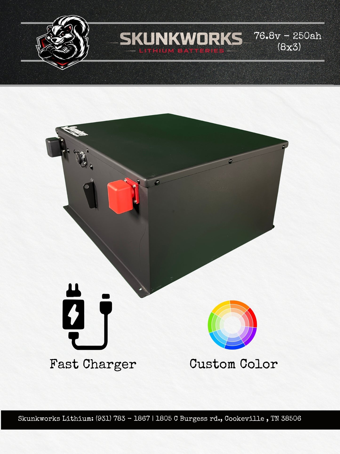 Skunkworks Lithium 76.8v - 105ah (6x4) Lithium Golf Cart Battery & Installation Kit