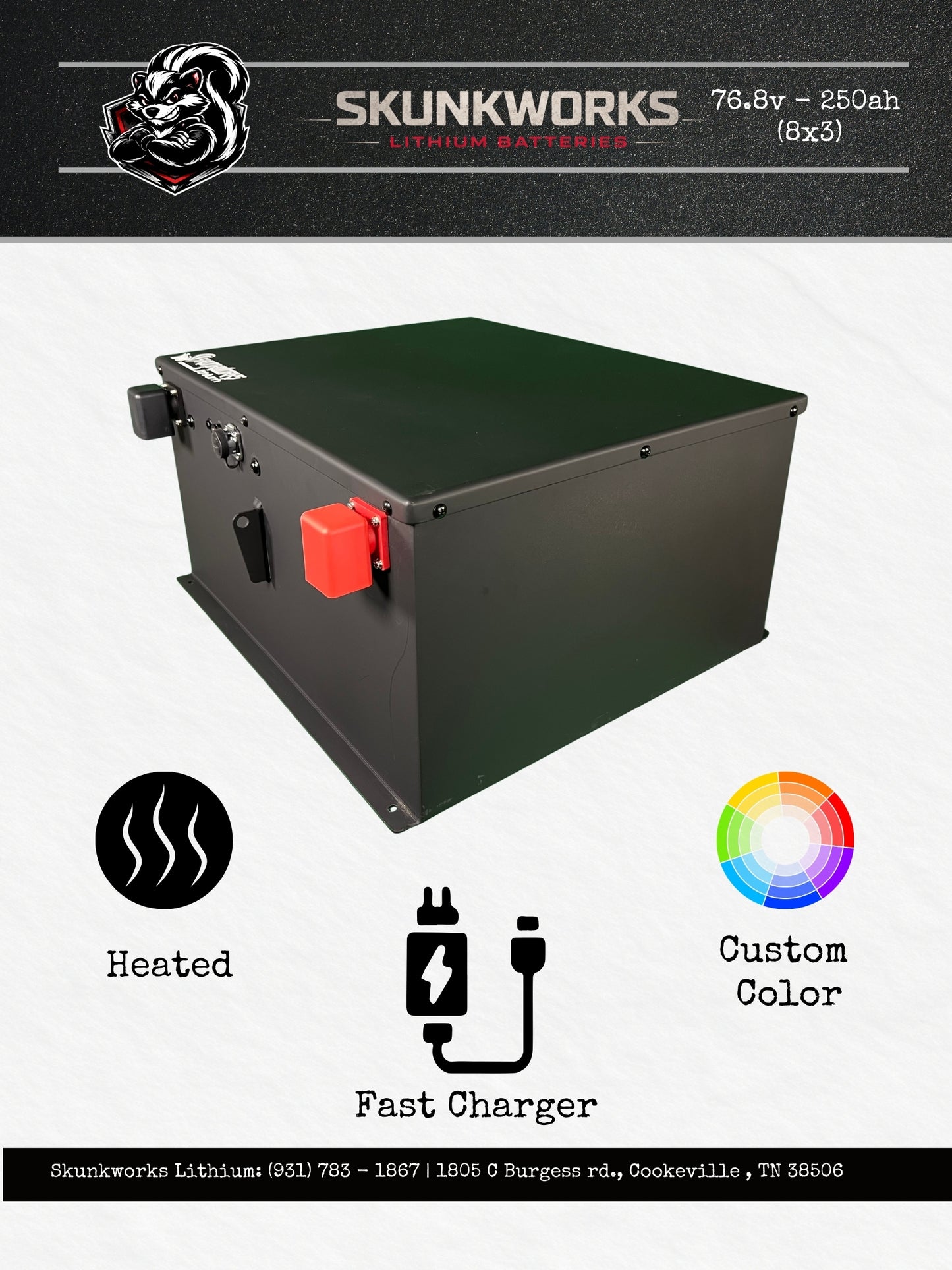 Skunkworks Lithium 76.8v - 105ah (6x4) Lithium Golf Cart Battery & Installation Kit